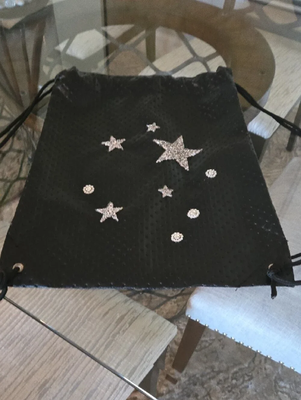 Custom Quilted Hand Studded Star Embellished Backpack. New